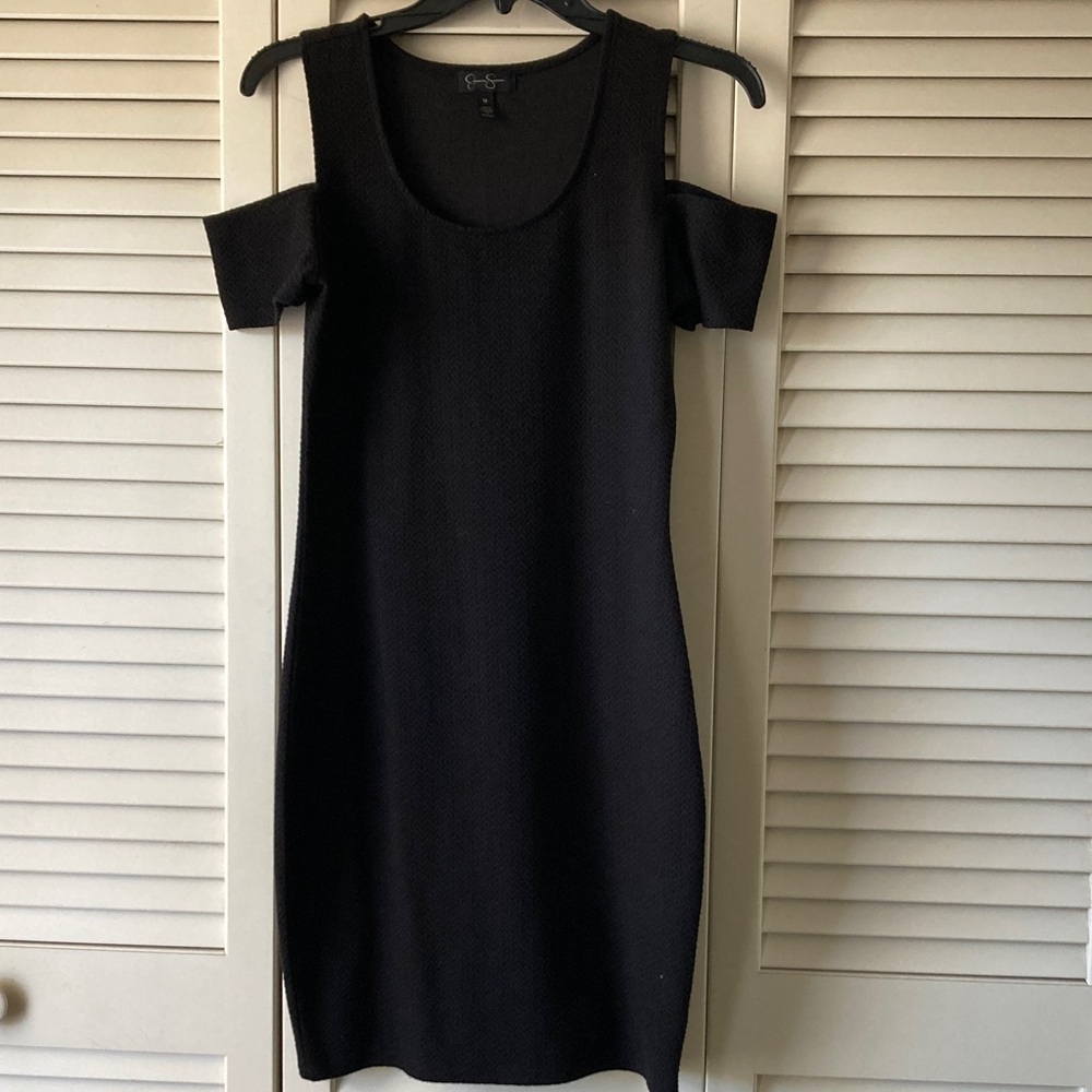 Jessica Simpson black cold shoulder stretchy mini BodyCon dress size medium